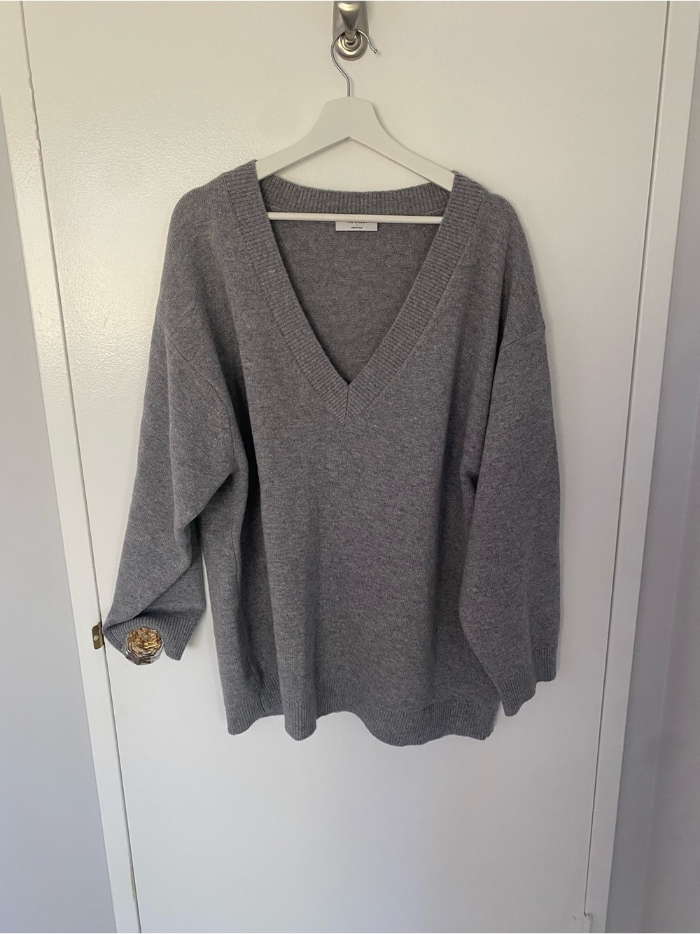Relaxed V-Neck Sweater in Grey